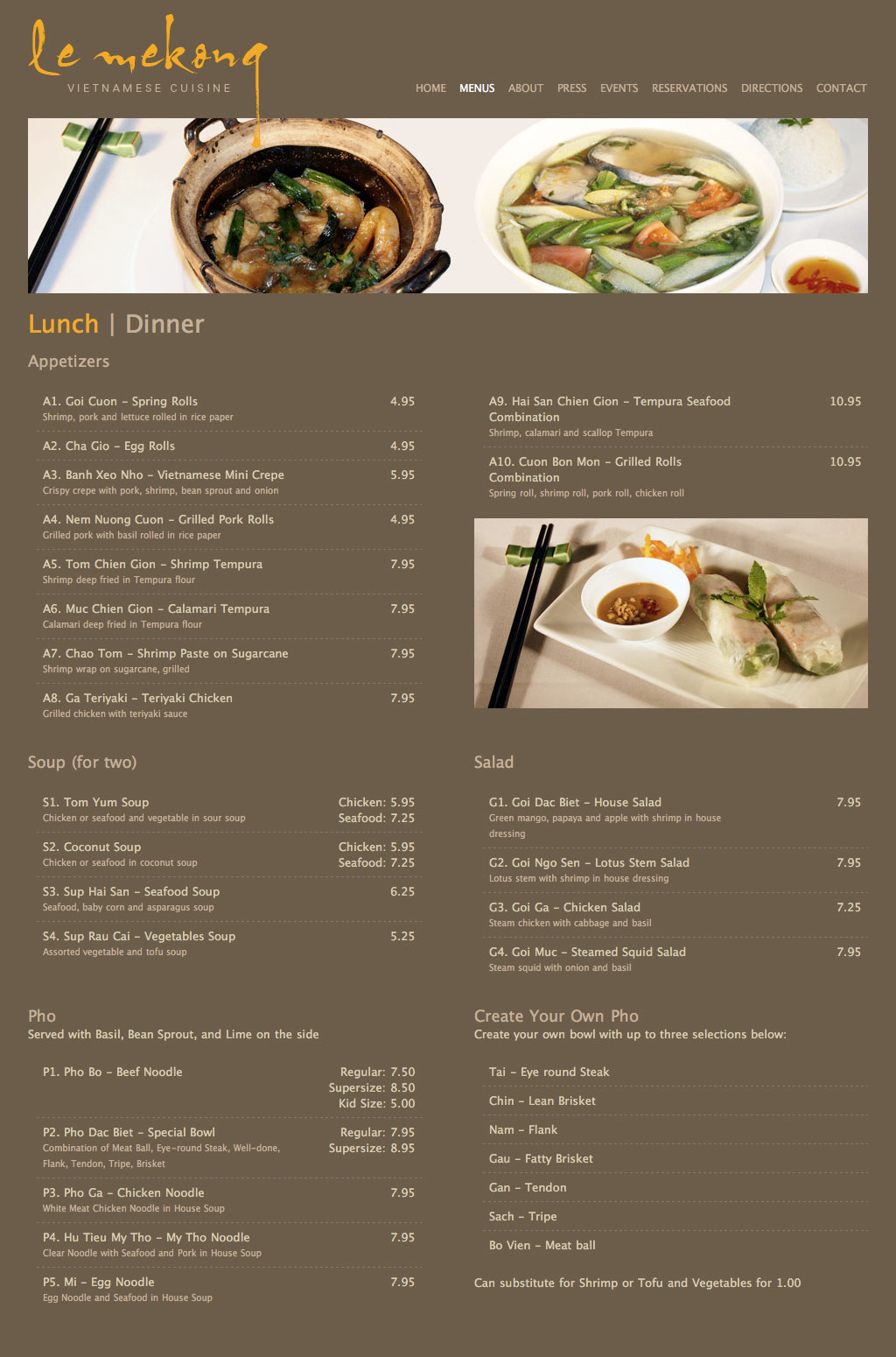 Menu page